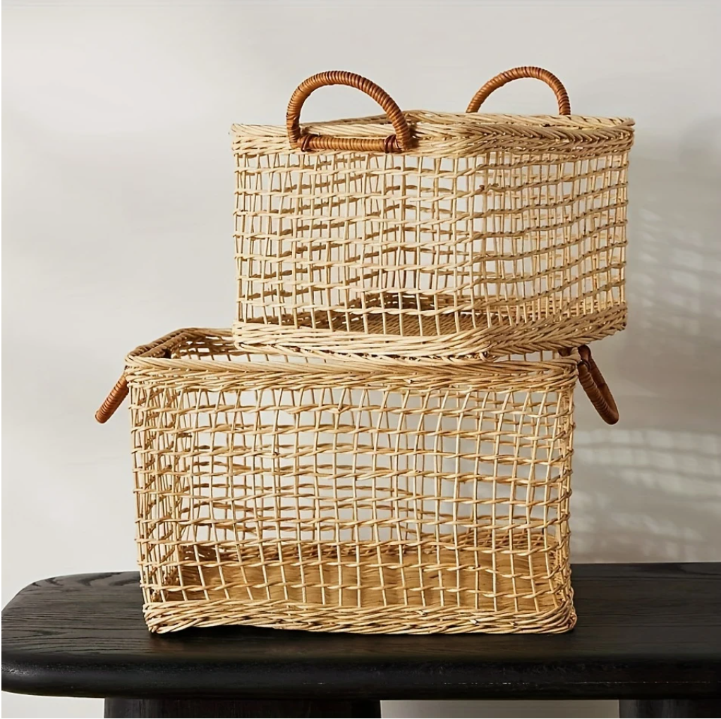 Handwoven Rattan Baskets 2pcs Set