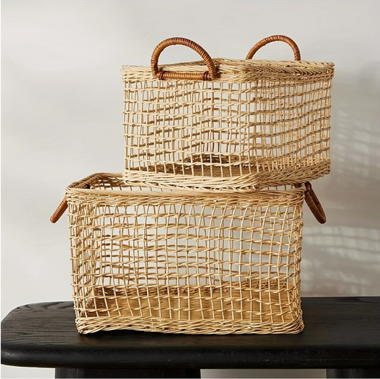 Handwoven Rattan Baskets 2pcs Set